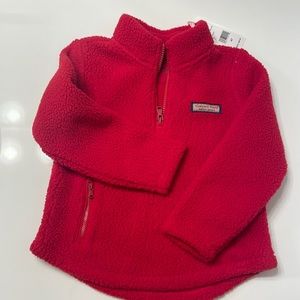 Vineyard Vines Girls Red Sherpa 1/4 Zip